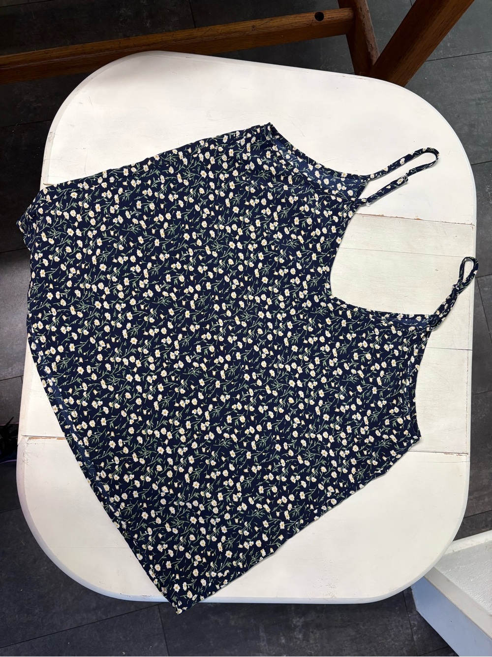 Navy Floral Spaghetti Strap Women's Tank Top
